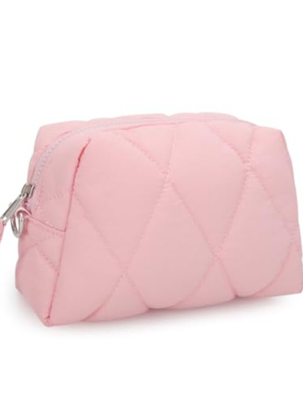 Quilted Puffy Makeup Bag Water-Resistant Nylon Travel Cosmetic Pouch